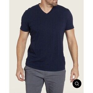 Teddy Stratford 100% Tedra V Neck T Shirt Navy NWT Medium Large Men's